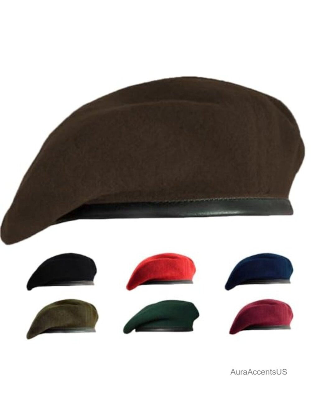 100% Wool Beret Hat Adjustable Unisex Military Style